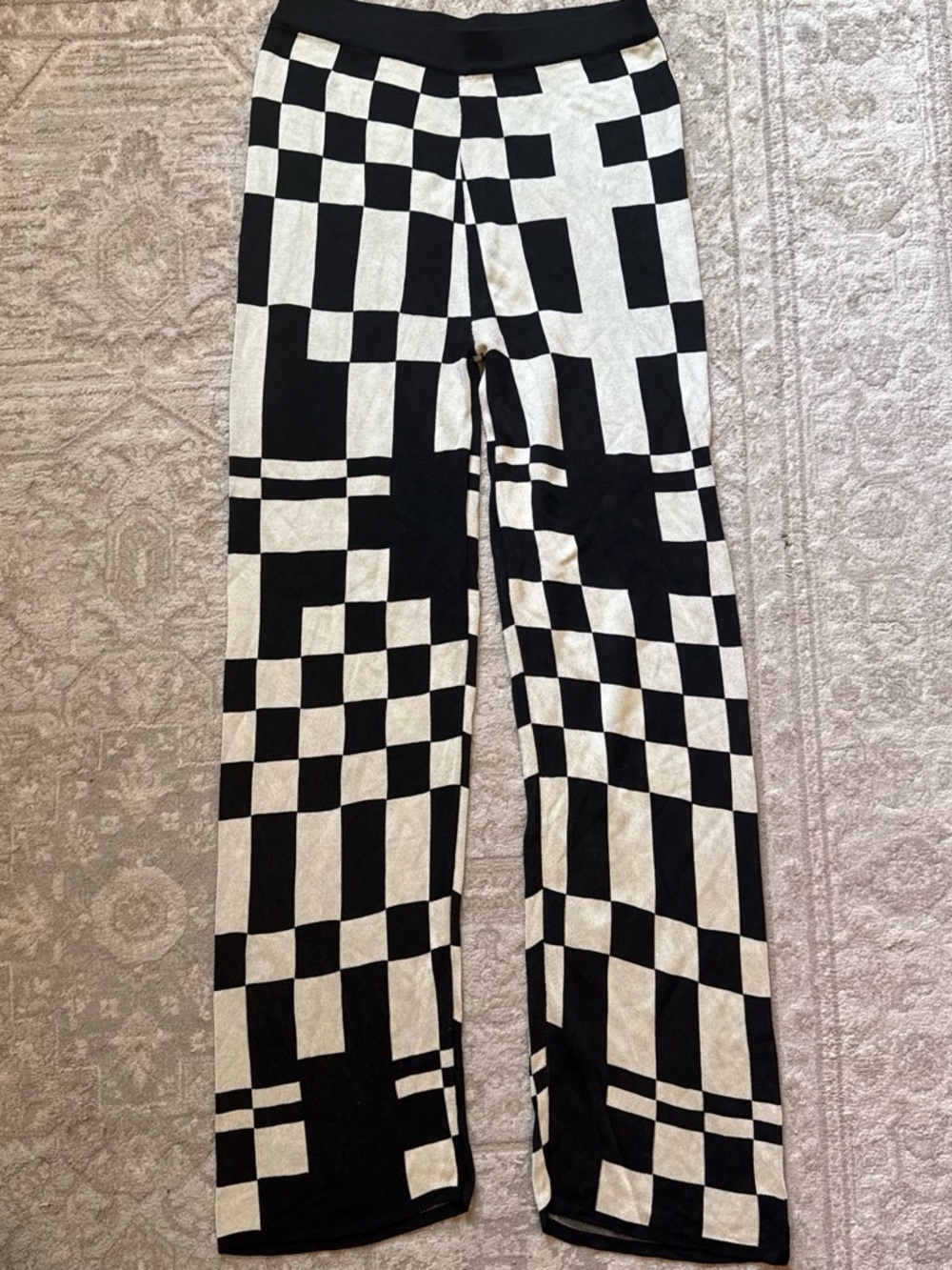 Paloma Wool Black & White Checkerboard Flare Pants